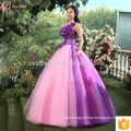 Latest Design Bride Gorgeous Lace Appliqued Strapless Floor Length Tulle Puffy Ball Gown Light Purple Wedding Dress